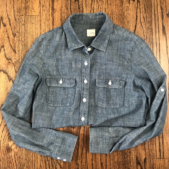 J Crew Factory denim chambray The Perfect Shirt - Picture 1 of 4